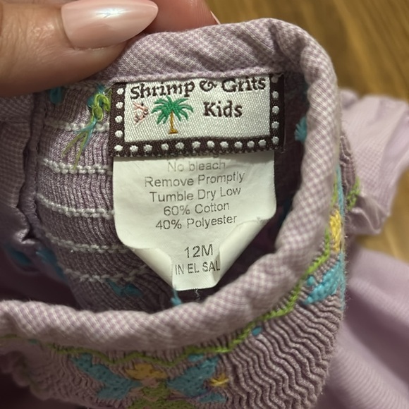 Shrimp & Grits Kids Purple Tinkerbell Dress Size 12 Months - Picture 3 of 5